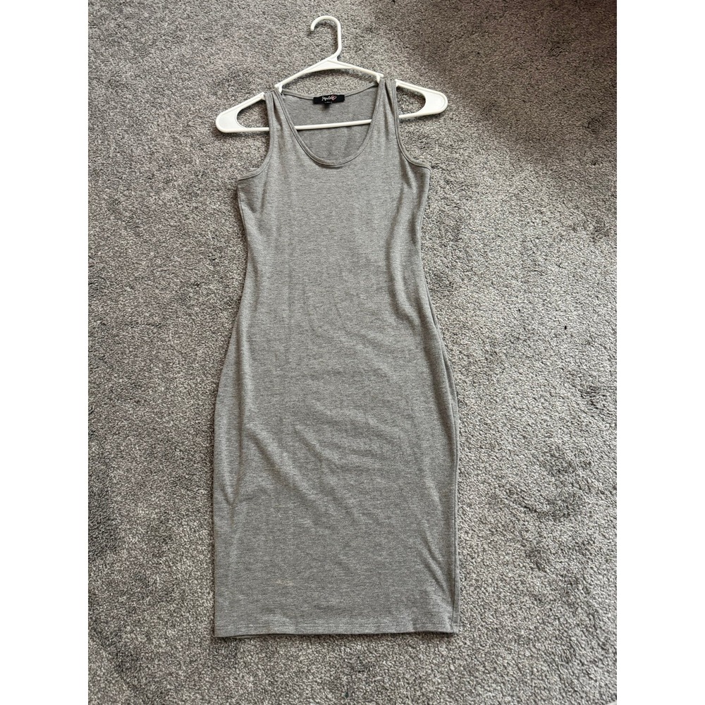 Impulse Gray Fitted Summer Dress Scoop Neck Sleeveless Size S